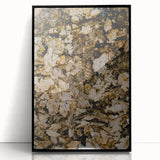Large abstract wall art featuring mid-century modernist autumnal tones in a black framed acrylic.