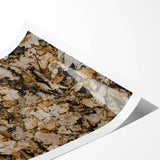 Extra large wall art depicting line art flowers in muted autumn hues on a rolled canvas.