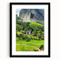 Extra large abstract art print featuring vibrant spring colors on a textured canvas, framed in black.