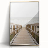 Large art print featuring a mid-century modernist summer design in gold and white tones, acrylic framed.
