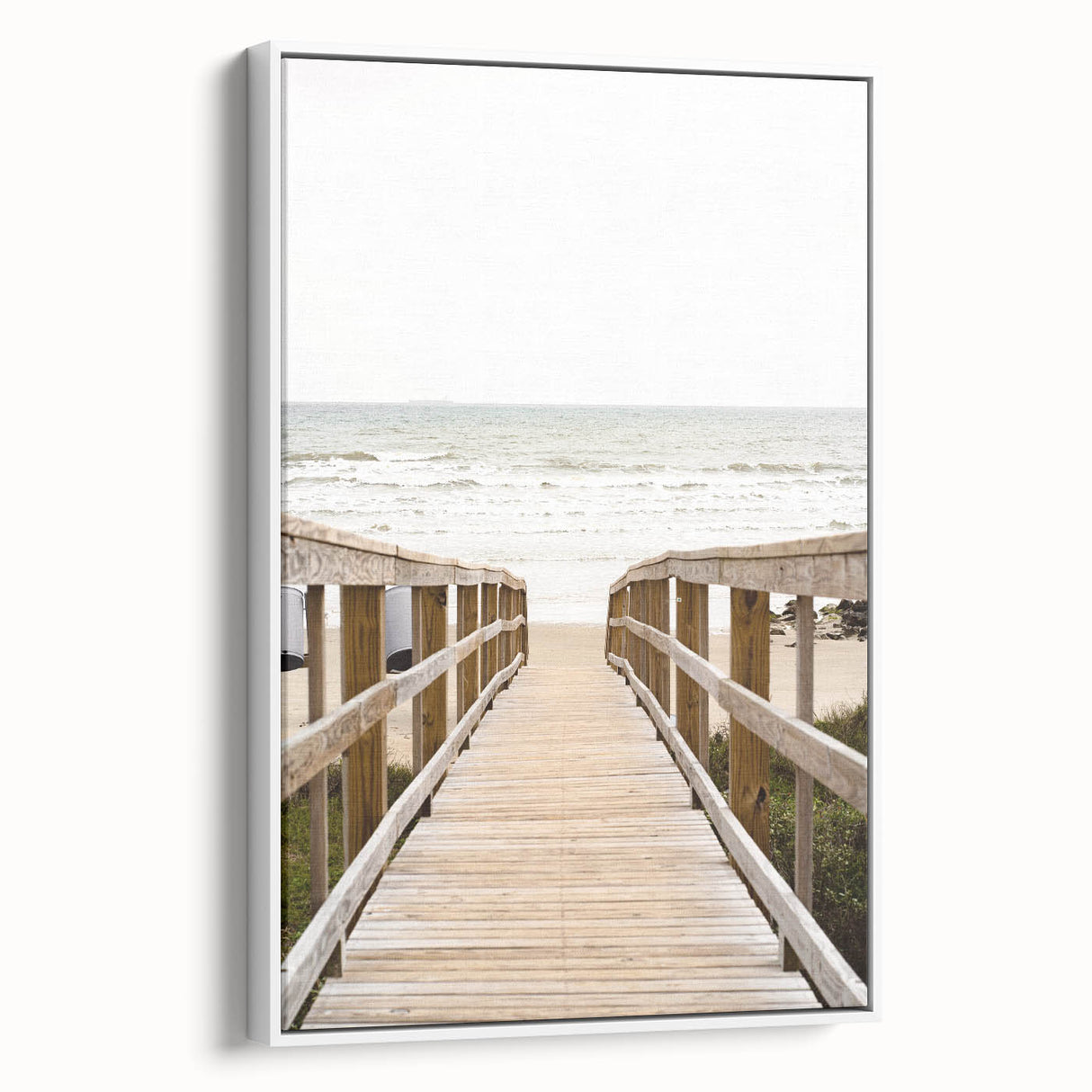 Vintage poster art of a summer scene on extra large framed canvas, featuring colorful art against a black background.