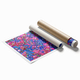Extra large rolled canvas print of Van Gogh-inspired floral art in vibrant colors.