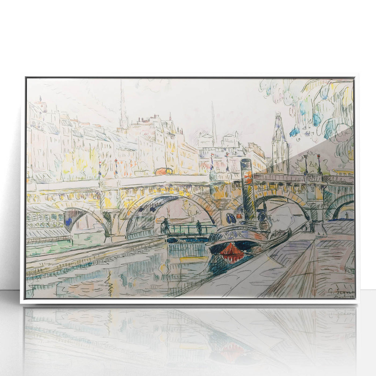 Modern Wall Art – Tugboat at Pont Neuf, Paris Scene