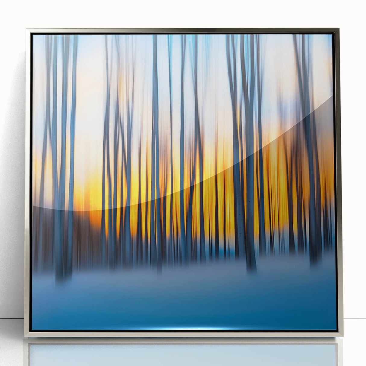 Blazing Winter Woods – Dynamic Abstract Forest Wall Art
