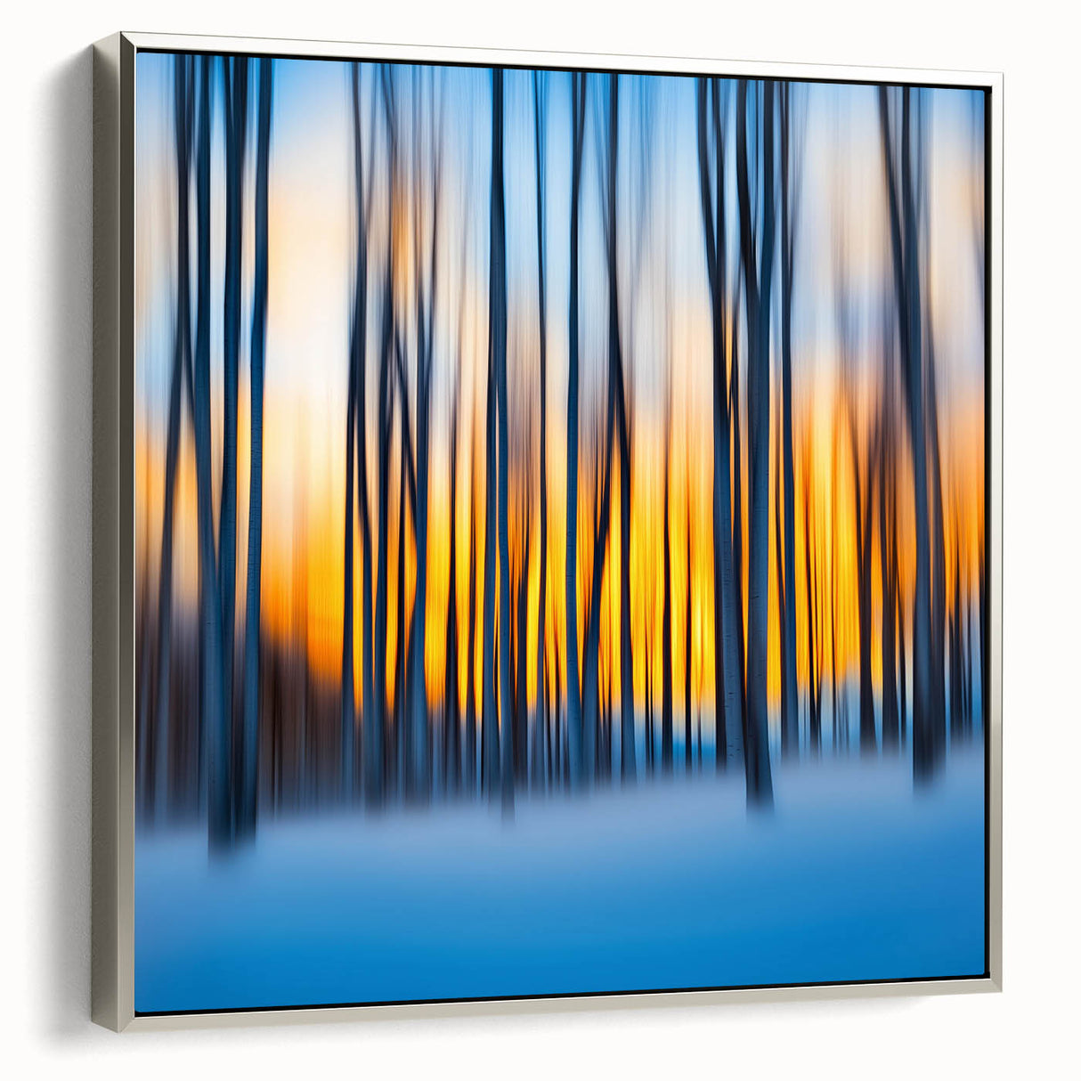 Blazing Winter Woods – Dynamic Abstract Forest Wall Art