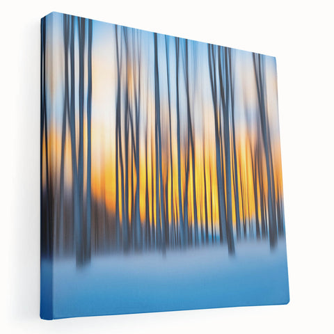 Blazing Winter Woods – Dynamic Abstract Forest Wall Art