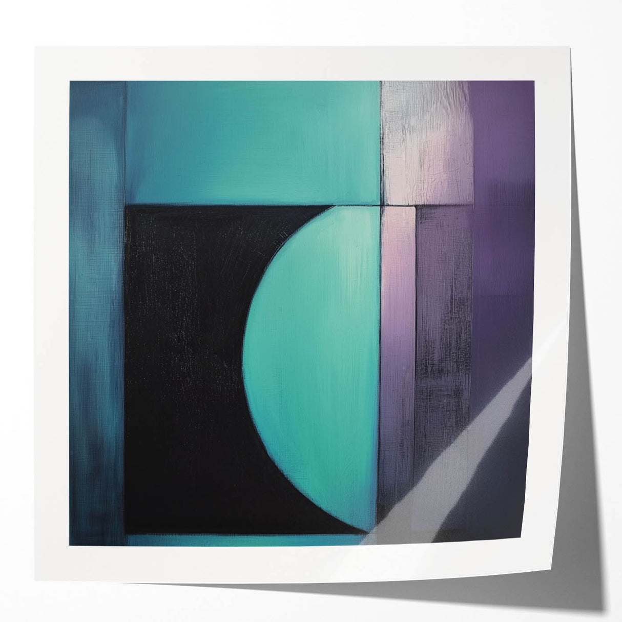 Modern Geometric Bedroom Wall Art – Black and Teal Canvas
