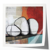 Abstract geometric print mockup featuring vibrant colors and sharp angles, displayed in a glossy finish to enhance visual appeal for modern art decor.