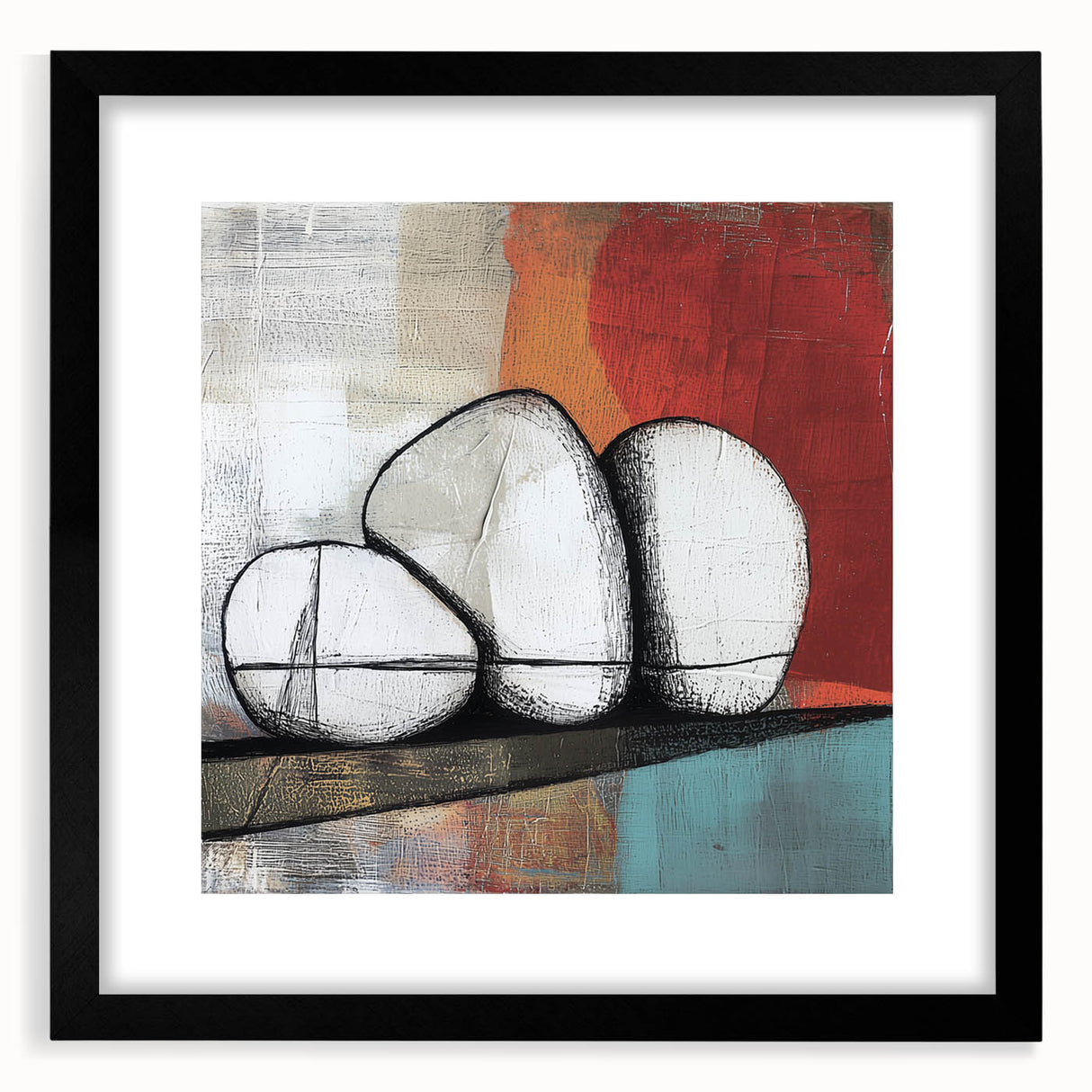 Abstract geometric frame in matte black showcasing a modern design, ideal for contemporary decor. Perfect for displaying artwork or photos, enhancing any space.
