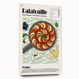 Acrylic glass print of various food dishes in vivid colors, ideal for dining room decor.
