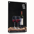 Large abstract wall art on acrylic glass featuring assorted food and drink motifs in vibrant colors.