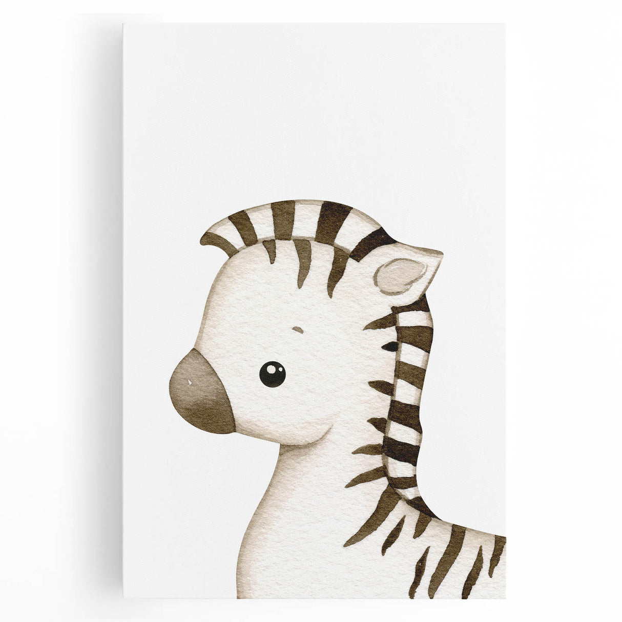 Stretched Canvas Art for Kids – Cute Watercolor Zebra Print