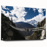 Acrylic landscape bridge model displayed from a side view, showcasing intricate glass details and supporting pins, ideal for modern decor enthusiasts.