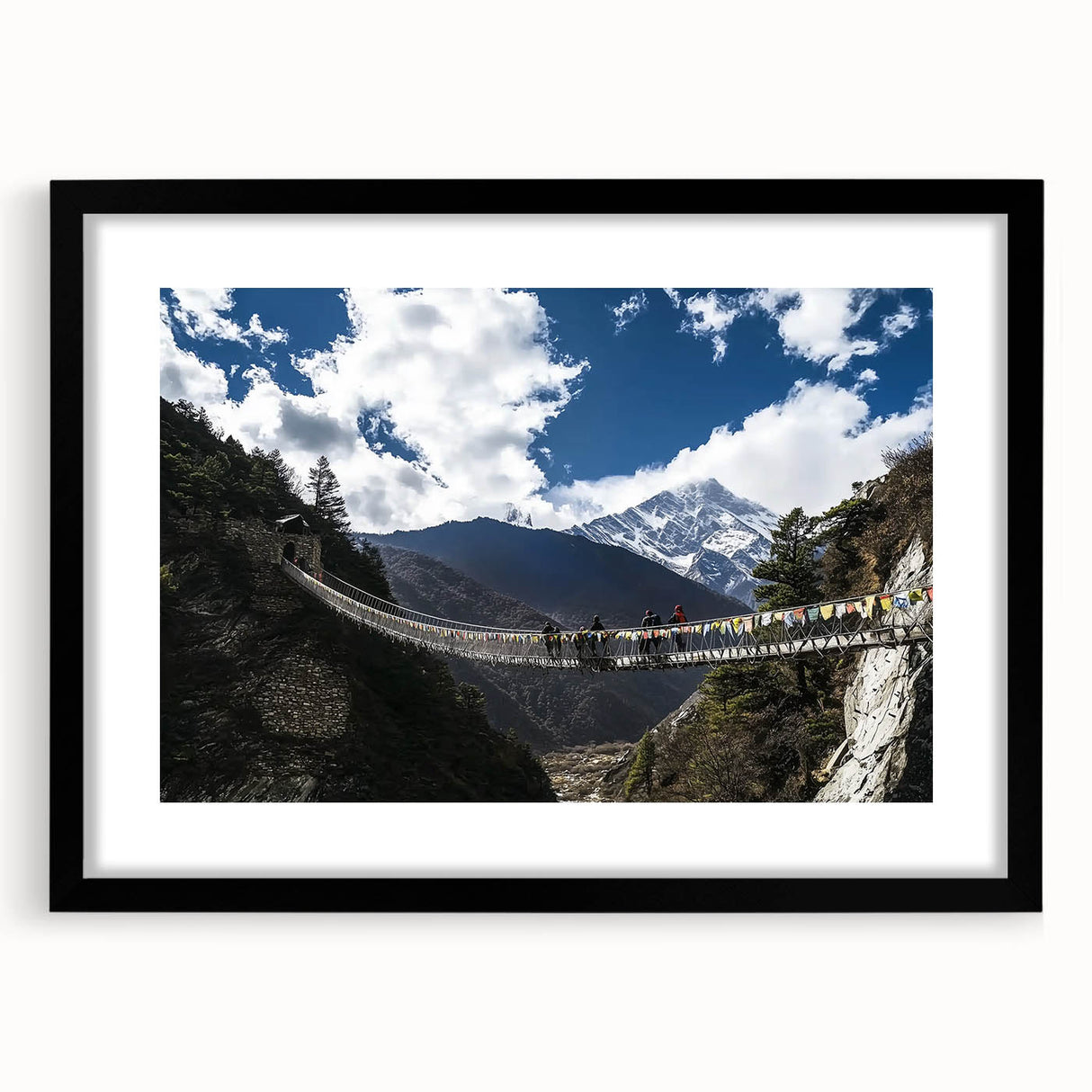 Black landscape bridge frame in a front view, showcasing a modern design with a mat finish, ideal for displaying artwork or photographs in contemporary settings.