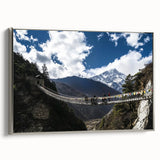 Framed canvas artwork showcasing a stunning silver landscape bridge, highlighted by intricate details and vibrant colors, perfect for modern home decor.