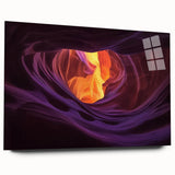 Acrylic glass artwork depicting vibrant canyons in a landscape view, showcasing rich colors and intricate details, perfect for modern home decor or office styling.