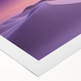 Desert landscape rolled canvas print showcasing vibrant hues of orange and yellow, depicting a serene sunset over sand dunes, packaged securely in a protective tube.