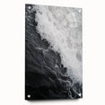 Large abstract wall art depicting close-ups of nature elements in vibrant greens and blues on acrylic glass.