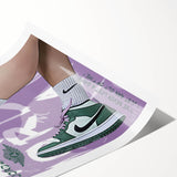 Modern Pop Art Wall Art - Green and Purple Canvas for Urban Décor