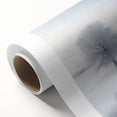 Winter scene with soft blue and white hues on rolled canvas, suitable as nursery wall art.