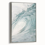 Landscape art painting featuring a colorful vintage poster design on a black background, framed in silver.
