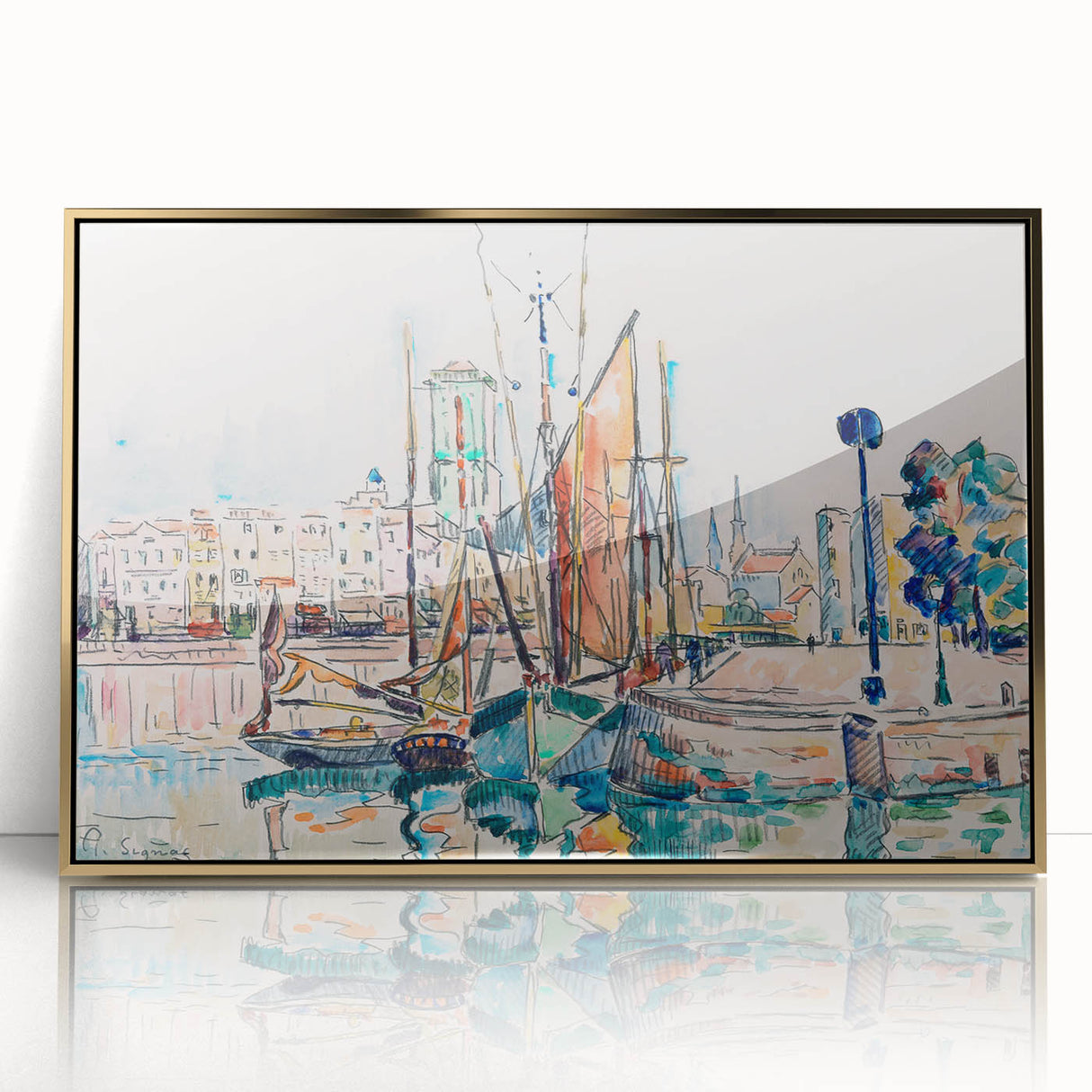 Modern Wall Art: Abstract Harbor Scene with Vibrant Colors