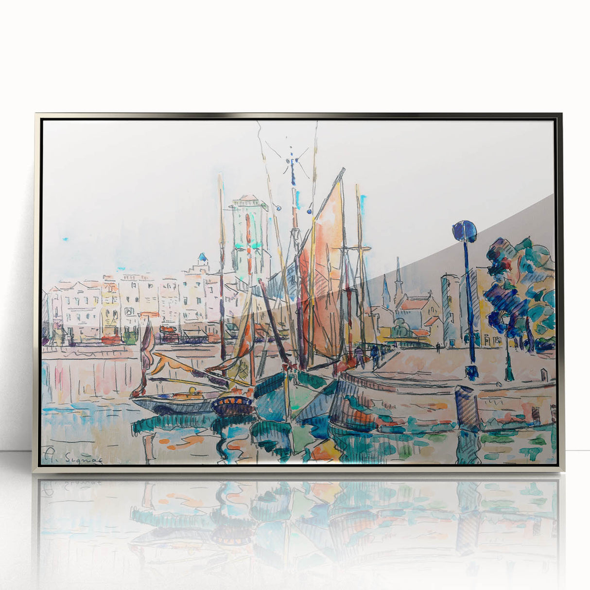 Modern Wall Art: Abstract Harbor Scene with Vibrant Colors