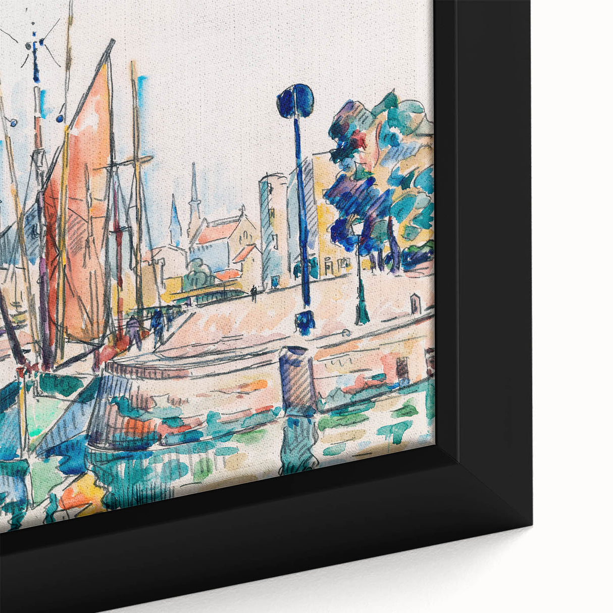 Modern Wall Art: Abstract Harbor Scene with Vibrant Colors