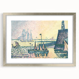 Modern Wall Art: Evening Harbor with Pointillist Sunset Glow