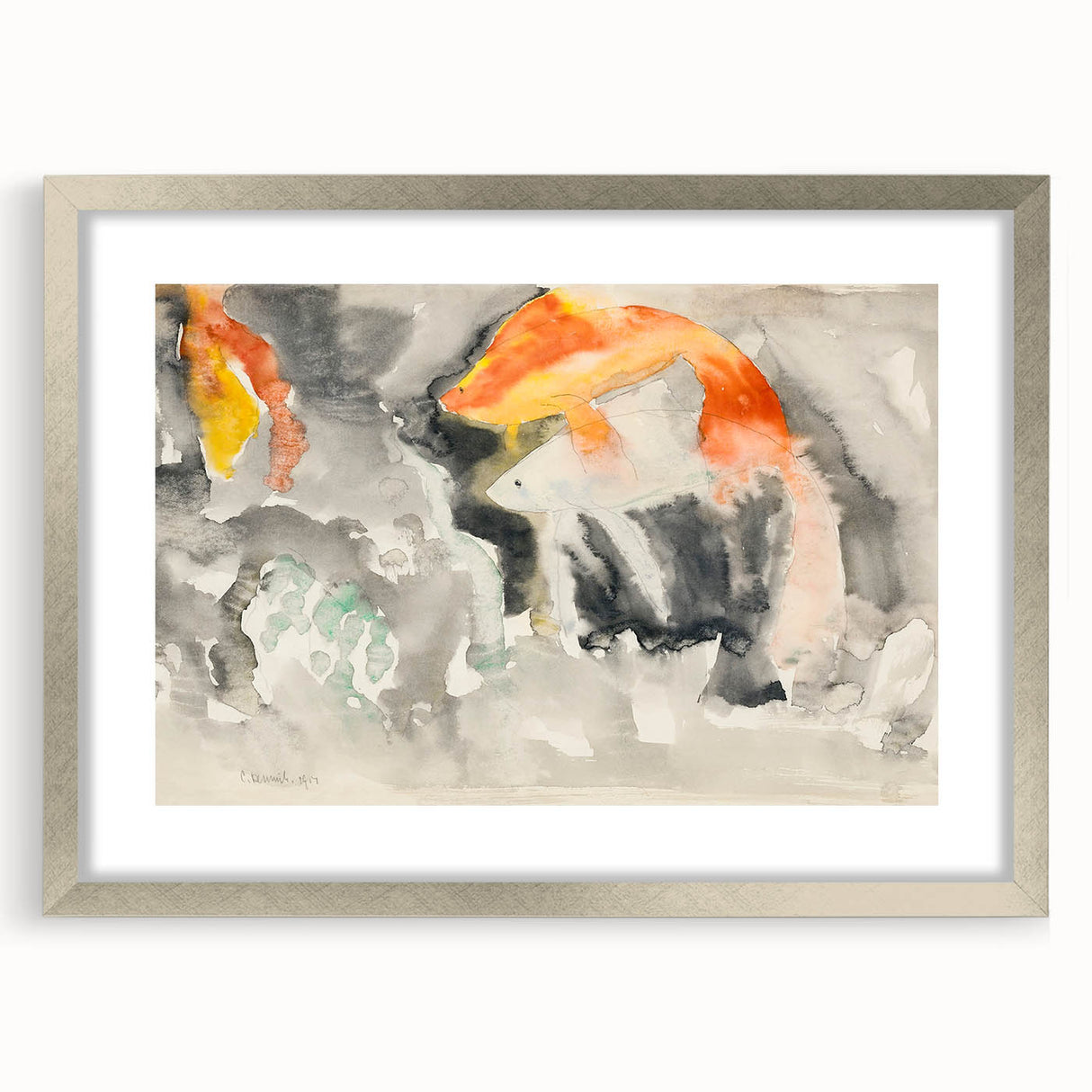 Modern Wall Art: Abstract Watercolor Fish Design