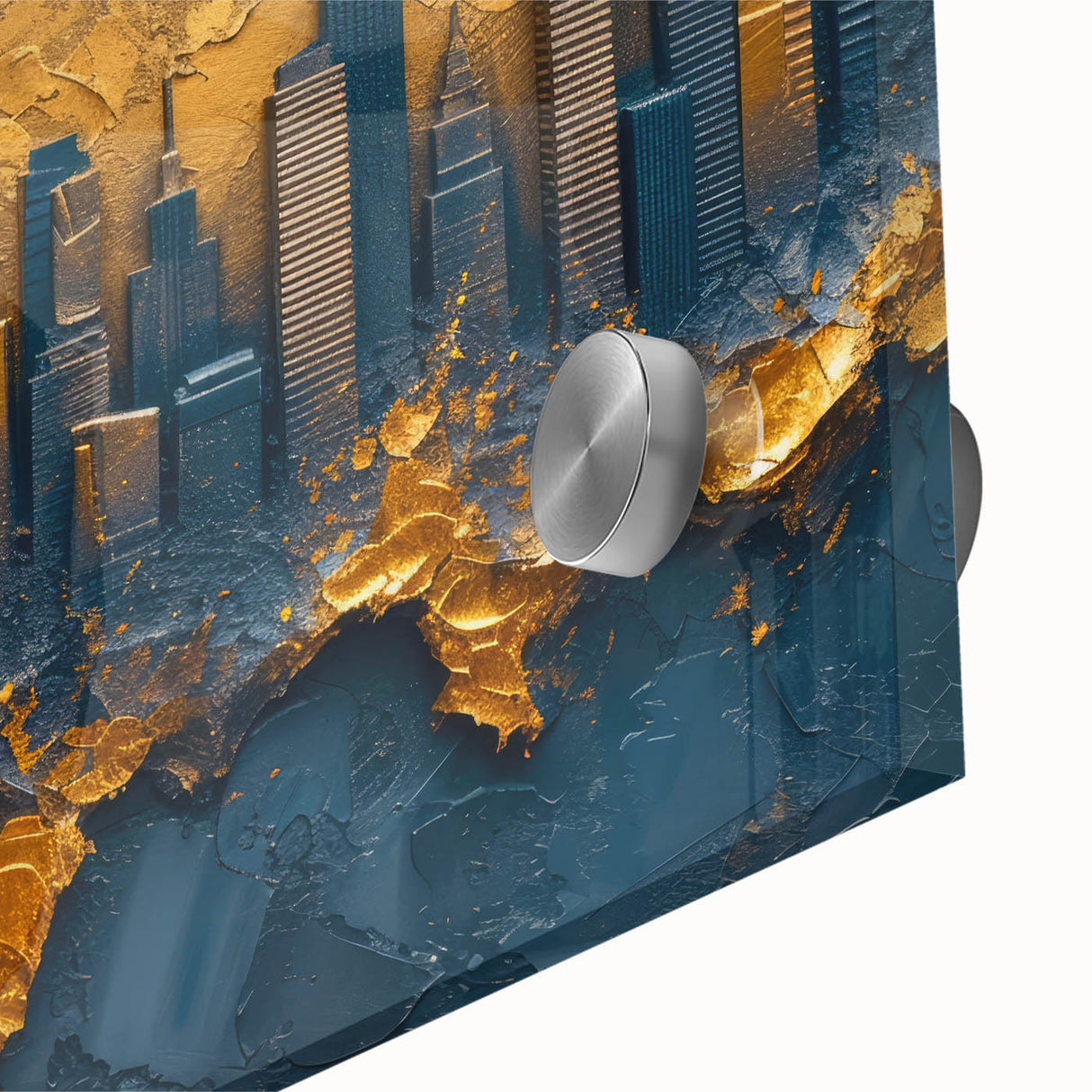 Luxury Skyline Office Wall Art – Gold & Navy Corporate Decor