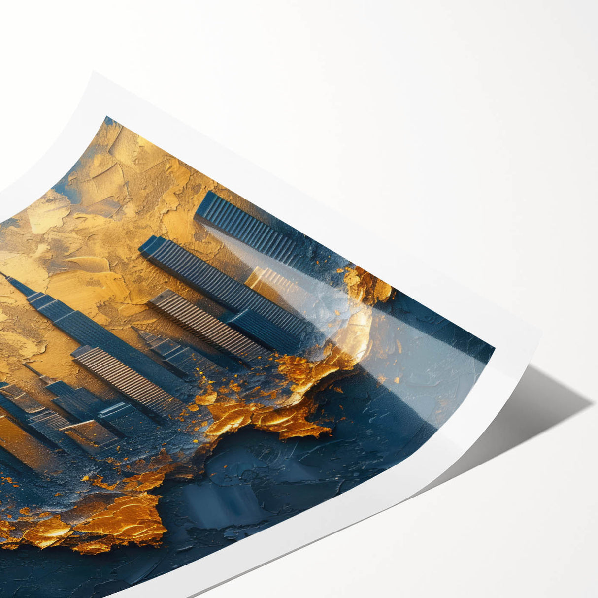 Luxury Skyline Office Wall Art – Gold & Navy Corporate Decor