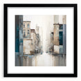 Abstract architecture wall art framed in black with a white mat, showcasing geometric shapes and lines, perfect for contemporary home decor.