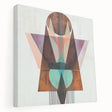 Abstract geometric canvas artwork showcasing vibrant colors and dynamic shapes, displayed from a side view, perfect for modern home decor or office spaces.