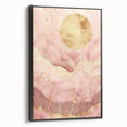 Framed abstract landscape wall art in black, showcasing a modern design with vibrant colors and textures, ideal for contemporary home decor.