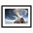 Barn frame in matte black finish, showcasing a landscape artwork with an elegant design, ideal for modern home decor. The frame adds a sophisticated touch to any setting.