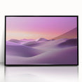 Framed acrylic landscape artwork depicting a serene desert scene with warm tones, showcased in a sleek black frame, ideal for modern home decor.