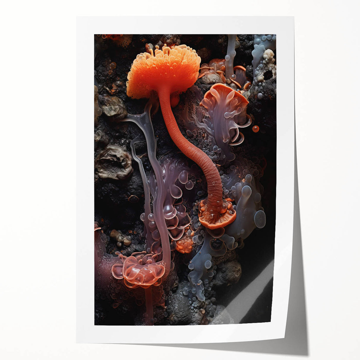 Extra large rolled canvas print of close-up floral elements in natural tones, suitable for dining room or bathroom wall art.