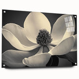 Large abstract floral design in vibrant colors on acrylic glass, suitable for bedroom or dining room decor.