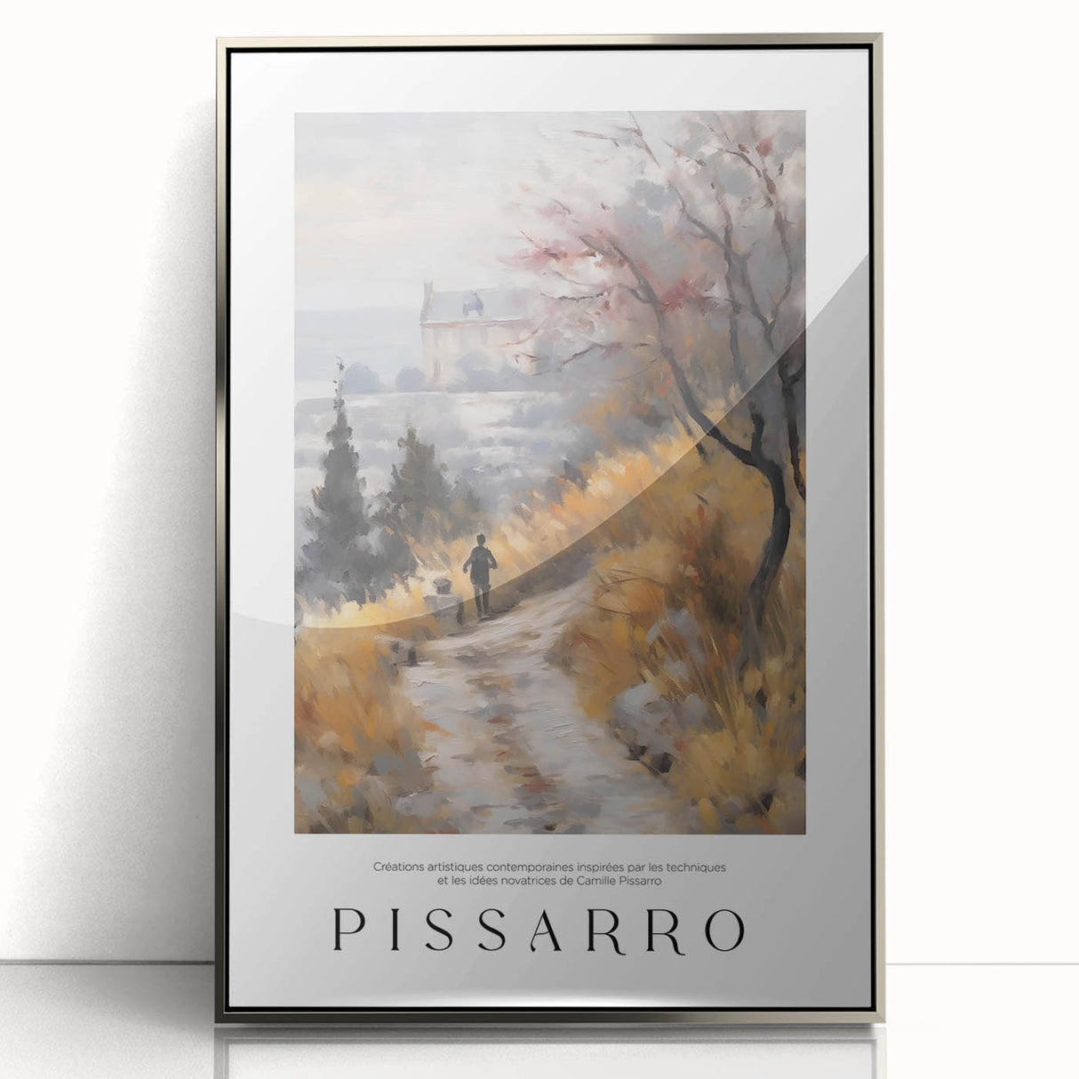 Mid-century modernist art featuring an abstract design in muted earth tones on a framed acrylic print.