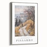 Framed canvas of a vintage landscape painting featuring a colorful pastoral scene, ideal for living room decor.