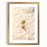 Extra large abstract art print with textured design in gold and beige tones, framed in gold, ideal for living room decor.