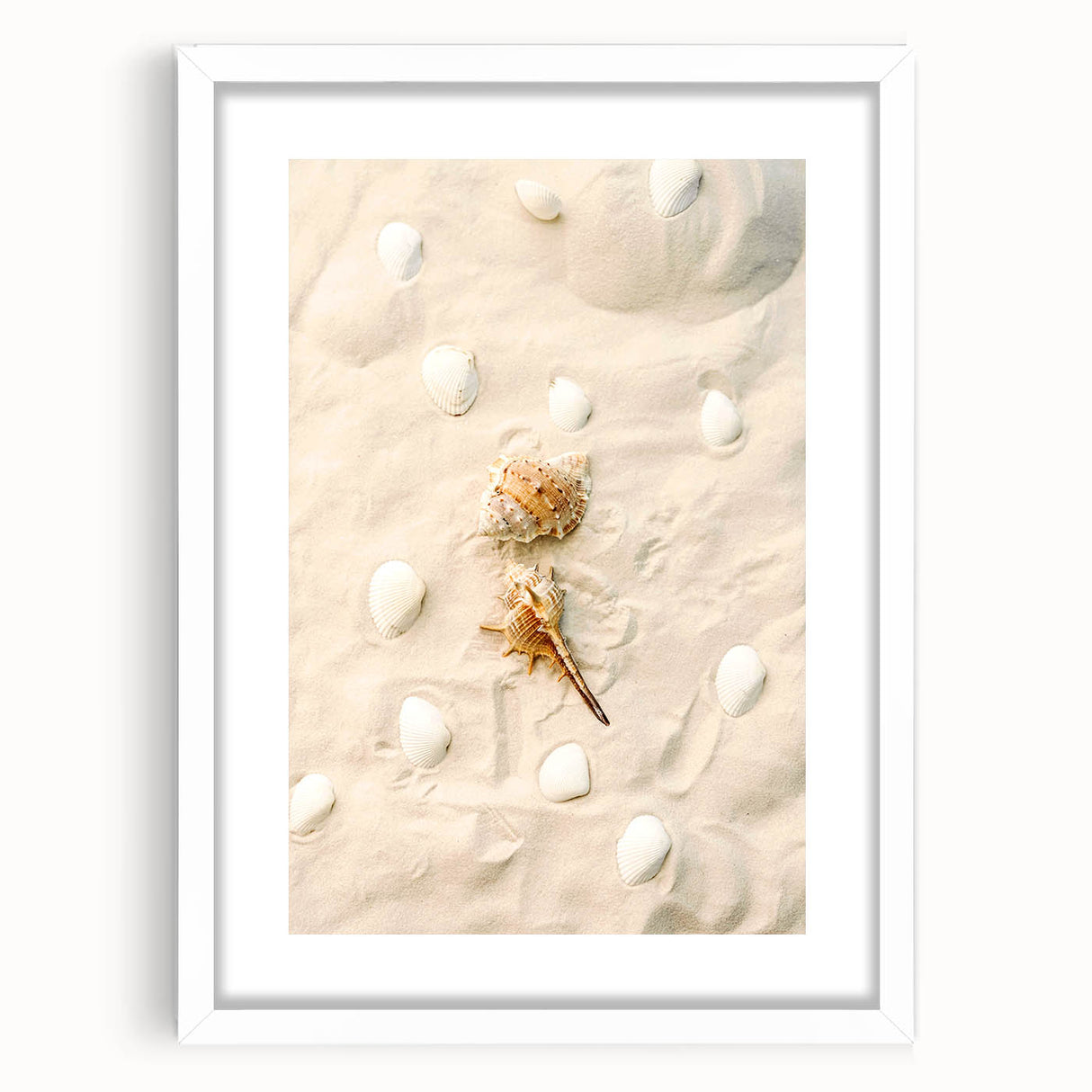 Abstract art print featuring vibrant summer hues on a white framed canvas, ideal for dining room decor.