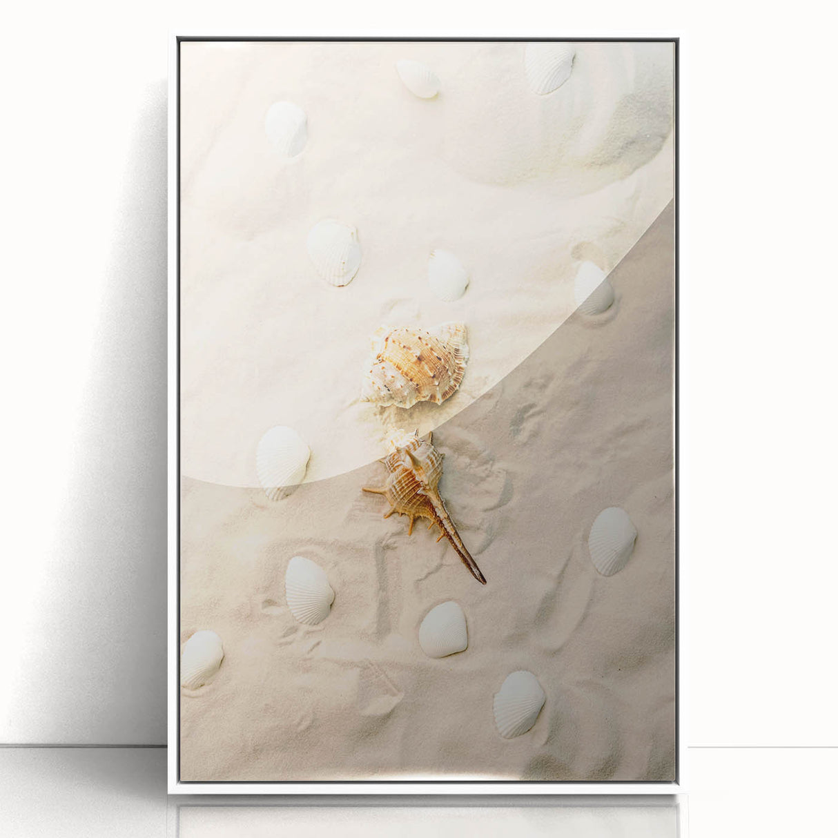 Art deco poster featuring a summer scene with vibrant color palette, framed in white acrylic, ideal for nursery wall art.
