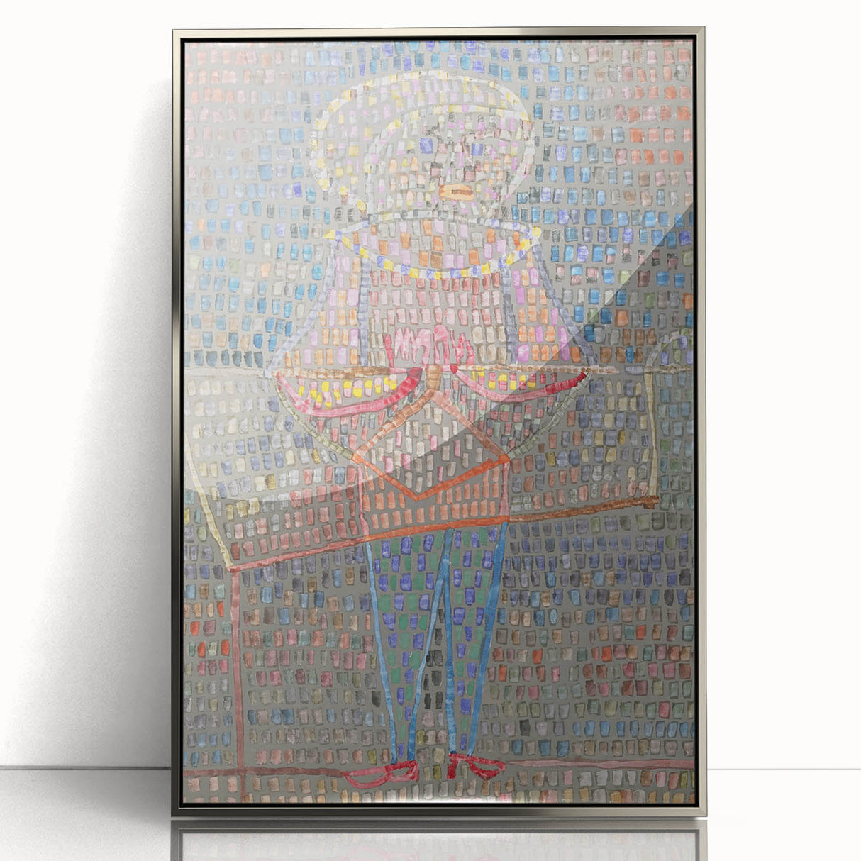 Modern Wall Art: Boy in Vibrant Mosaic-Inspired Fancy Dress