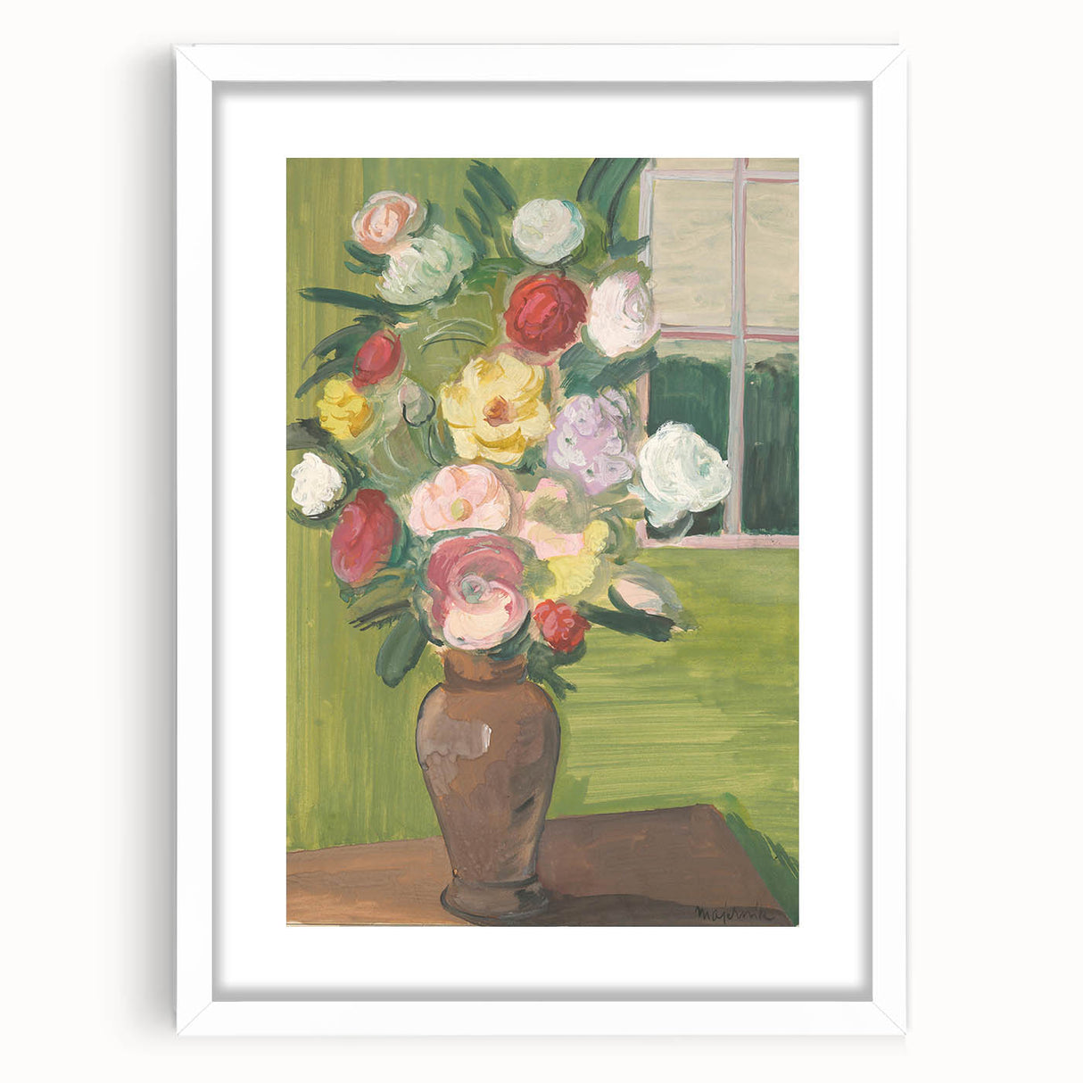Modern Wall Art: Vibrant Floral Bouquet in a Rustic Vase