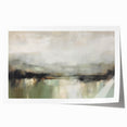 Abstract landscape wall art print showcasing vibrant hues of blue, orange, and green, rolled up and ready for display in a stylish home interior. Perfect for modern decor enthusiasts seeking a unique artistic touch.