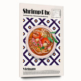Large abstract art print on acrylic glass featuring assorted food dishes in vibrant colors.