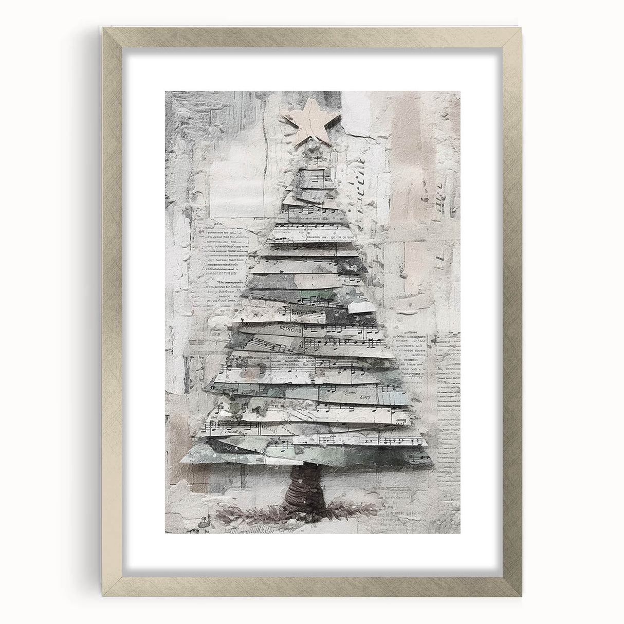 Musical Christmas Tree Art Print - Unique Layered Holiday Wall Decor