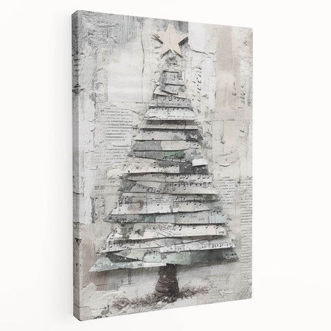 Musical Christmas Tree Art Print - Unique Layered Holiday Wall Decor